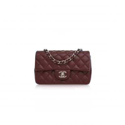 CHANEL MINI CLASSIC FLAP BAG BURGUNDY LAMBSKIN A01116 (20*13*6cm)